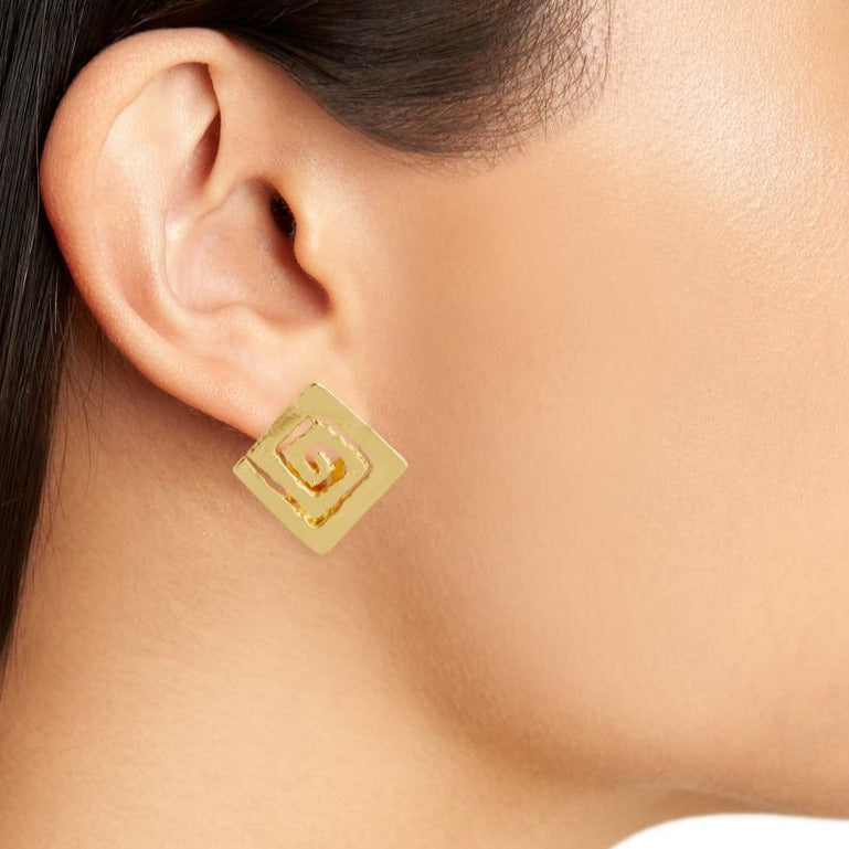 Square spiral clip-on earrings - Karine Sultan