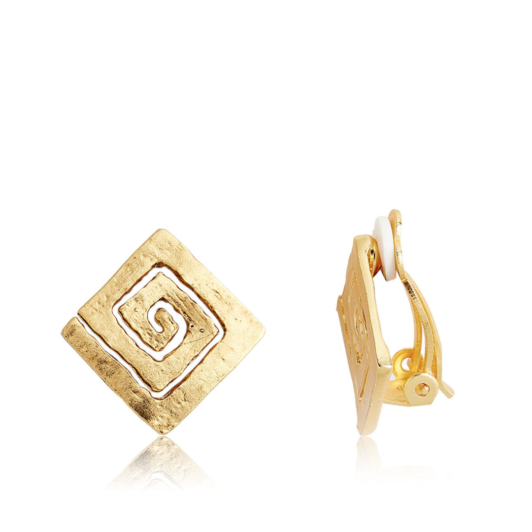 Square spiral clip-on Earrings - Karine Sultan
