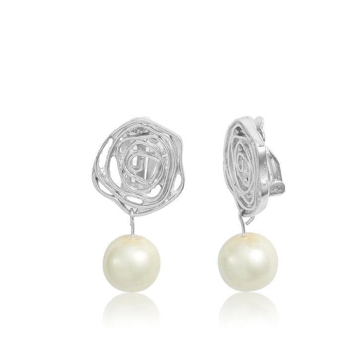 Rose X Pearl Clip Earrings - Karine Sultan