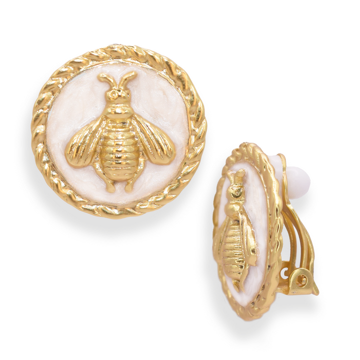 Bee enamel clip-on earrings - Karine Sultan