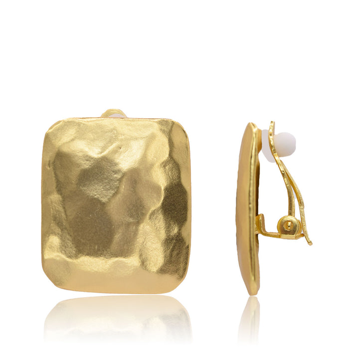 Textured square clip-on Earrings - Karine Sultan