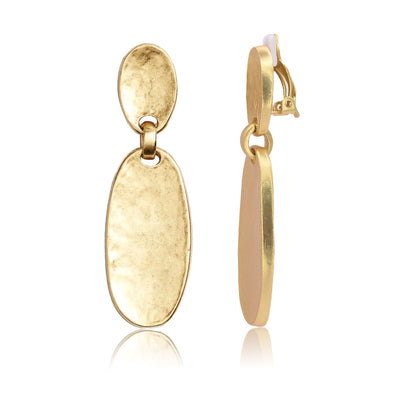 Clip-On Earrings | Cuban Disc & Flat Pearl Drop - Silver | Karine Sultan main image 0