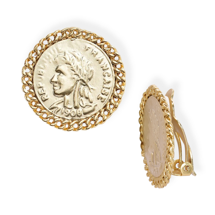 Large coin clip-on earrings - Karine Sultan