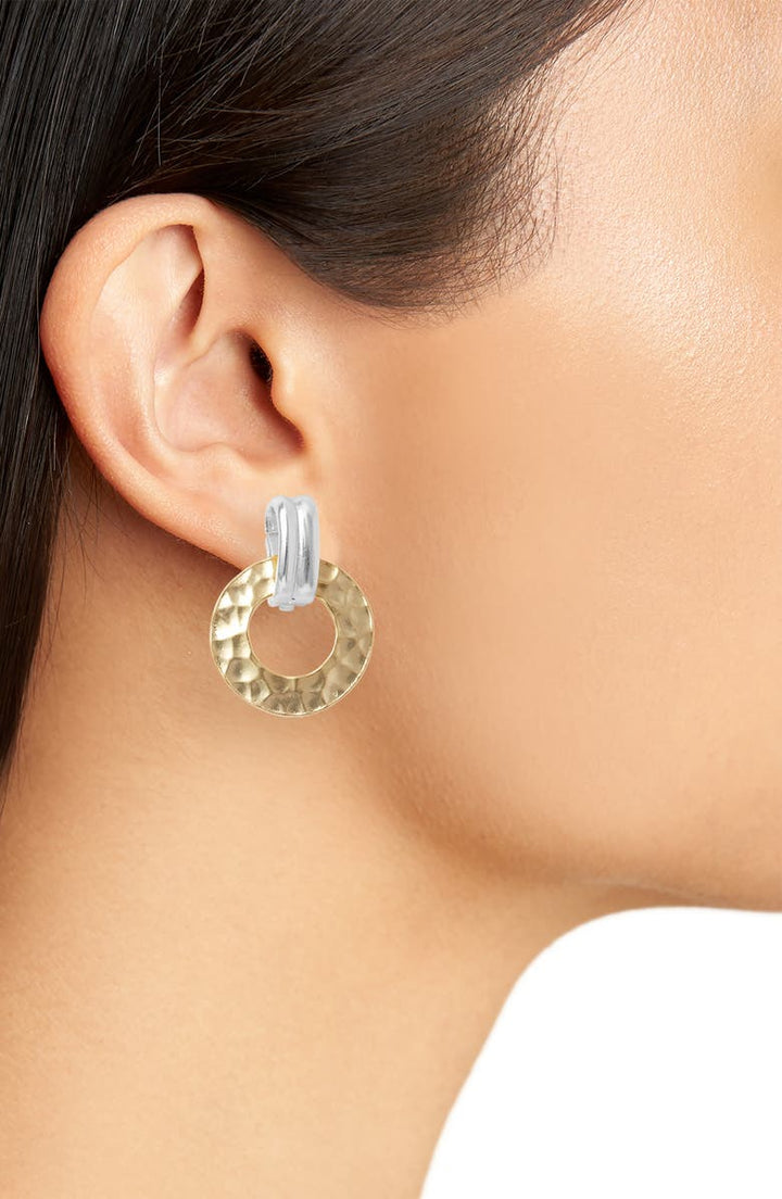 Hammered doorknocker clip-on earrings