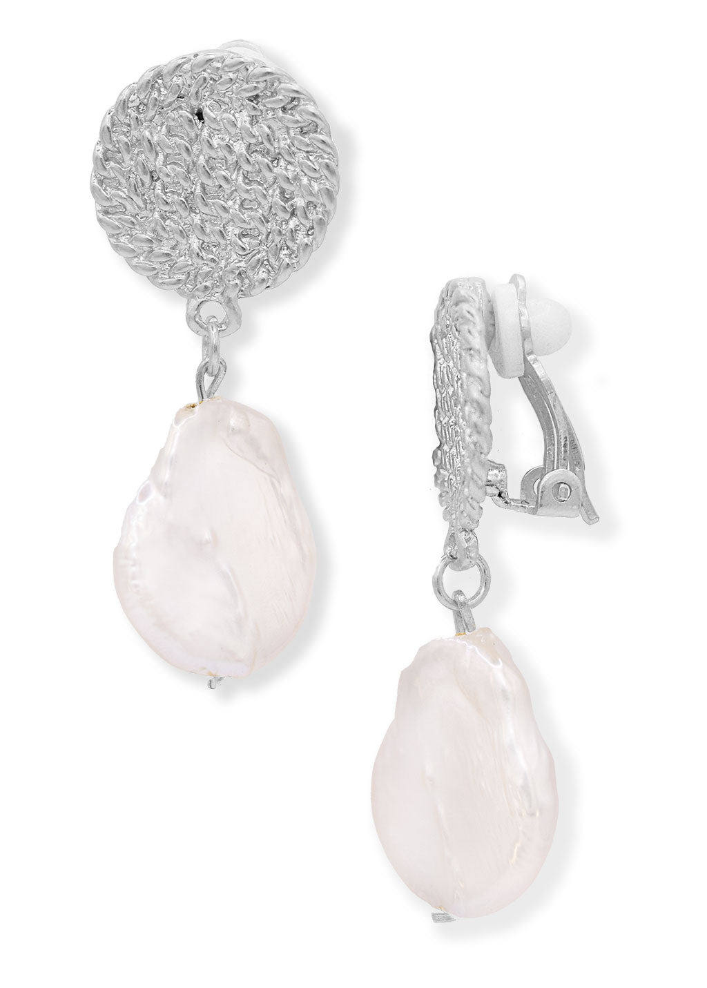 White pearl hotsell clip on earrings
