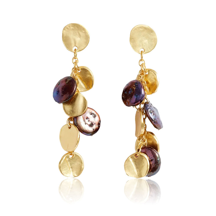 Mini Coin X Peacock Pearl Earrings - Karine Sultan