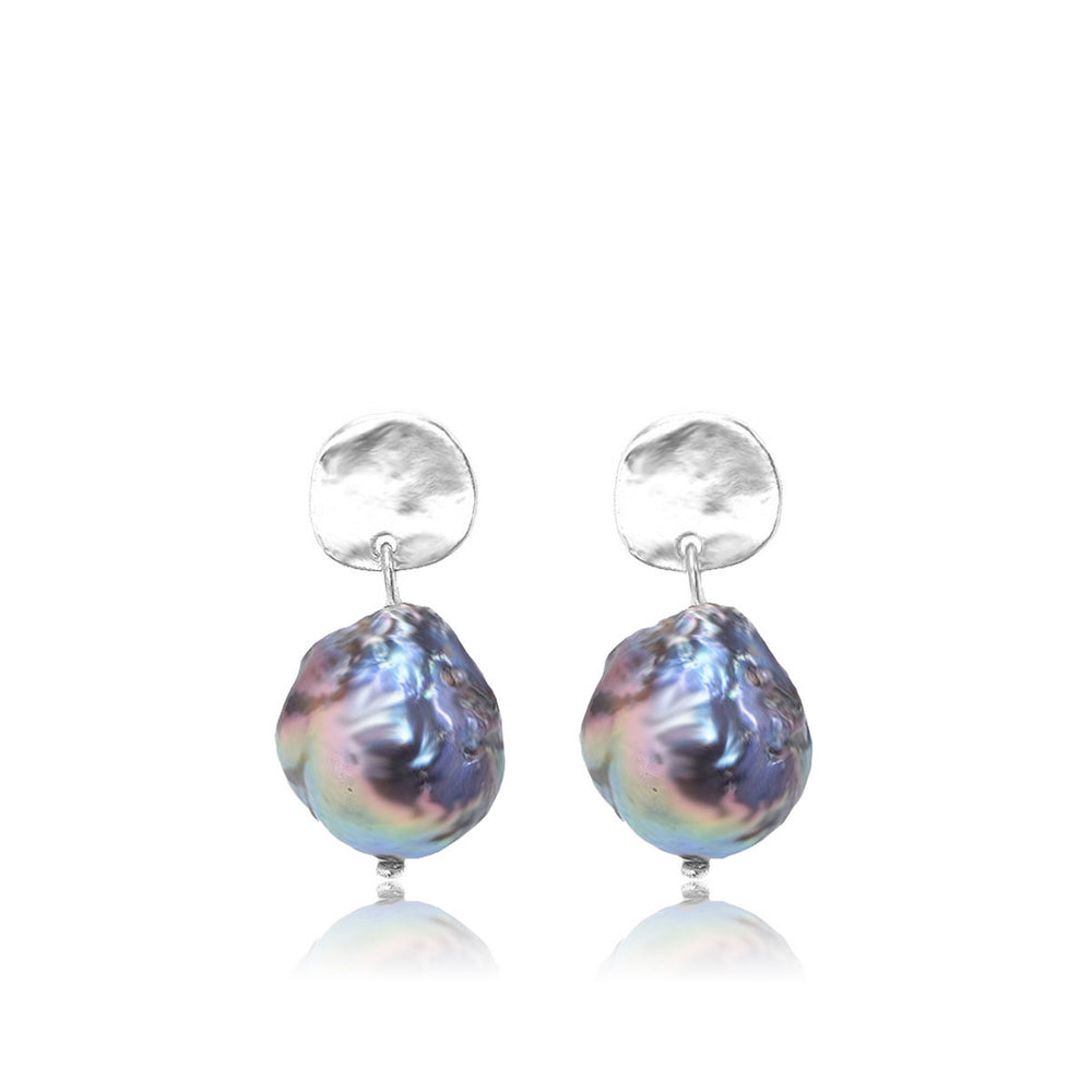 Mini Coin X Peacock Pearl Earrings - Karine Sultan