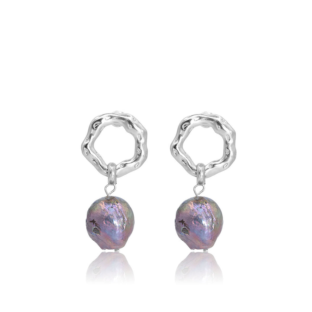 Organic Circle X Pearl Earrings - Karine Sultan