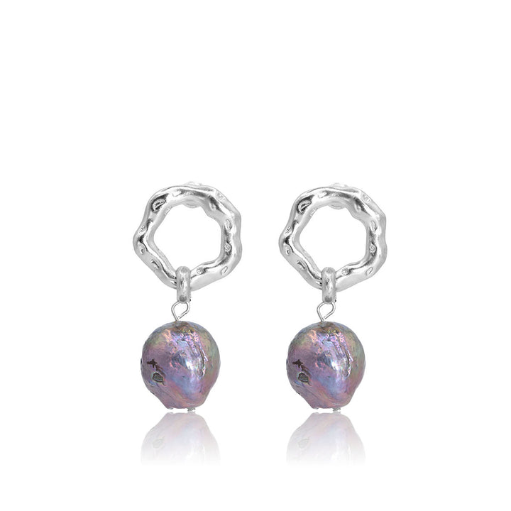 Organic Circle X Pearl Earrings - Karine Sultan