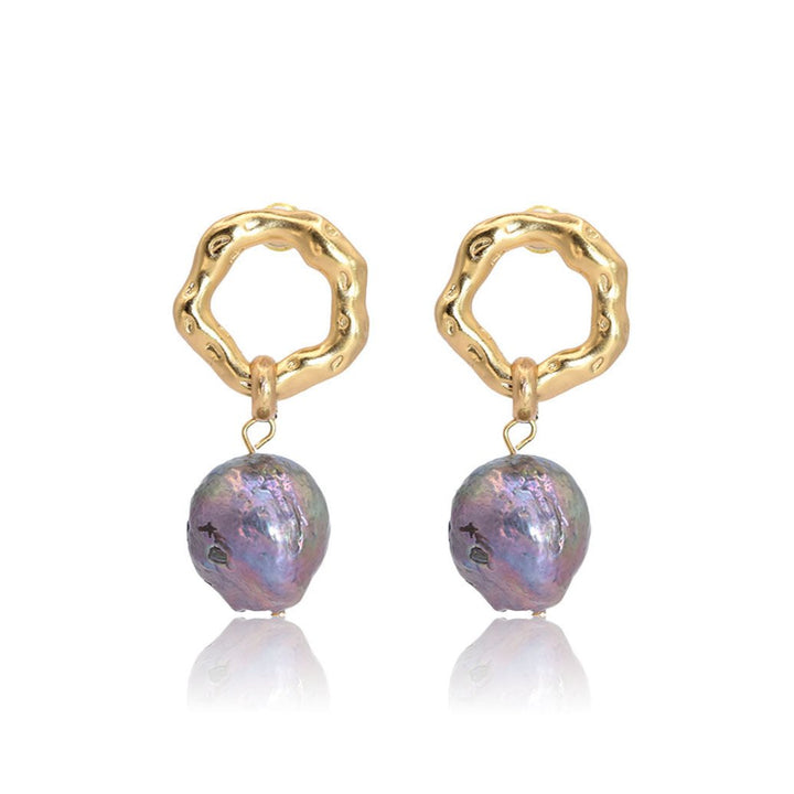 Organic Circle X Pearl Earrings - Karine Sultan