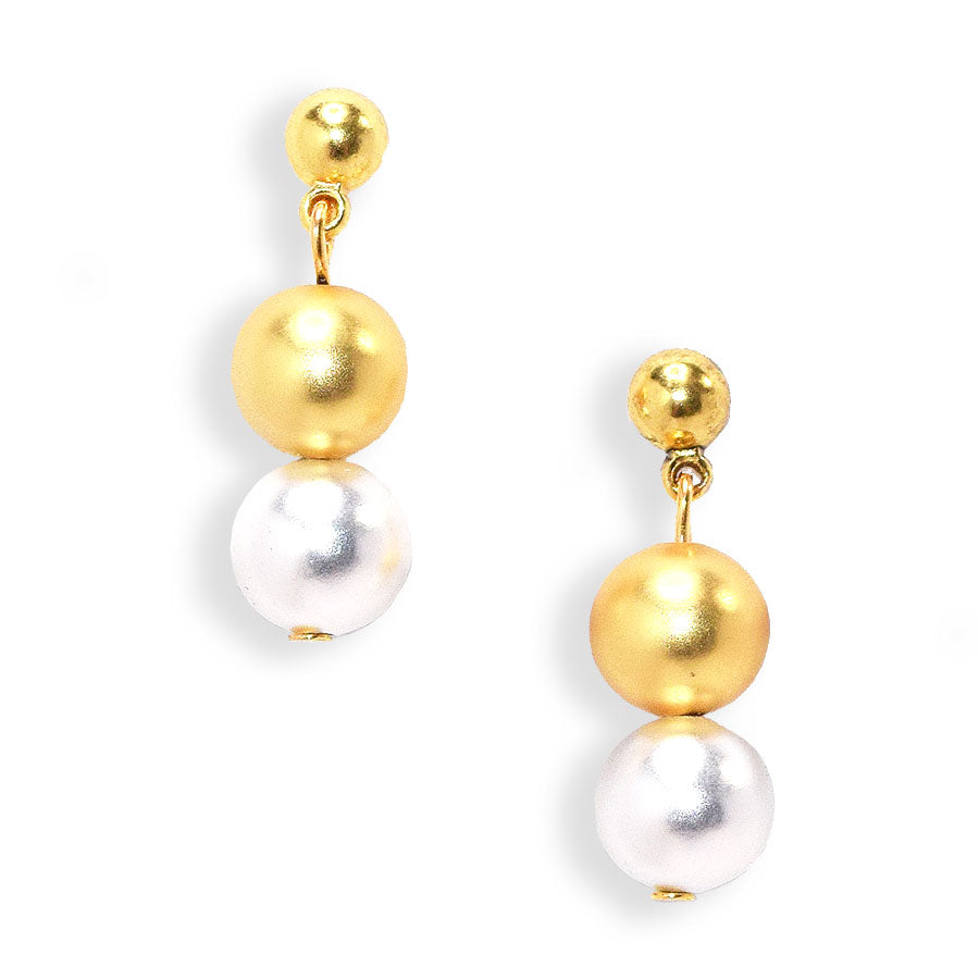 Mixed metals polished beads earrings