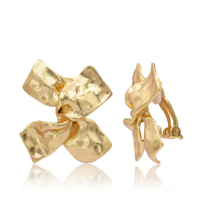 Clip-On Earrings | Cuban Disc & Flat Pearl Drop - Silver | Karine Sultan