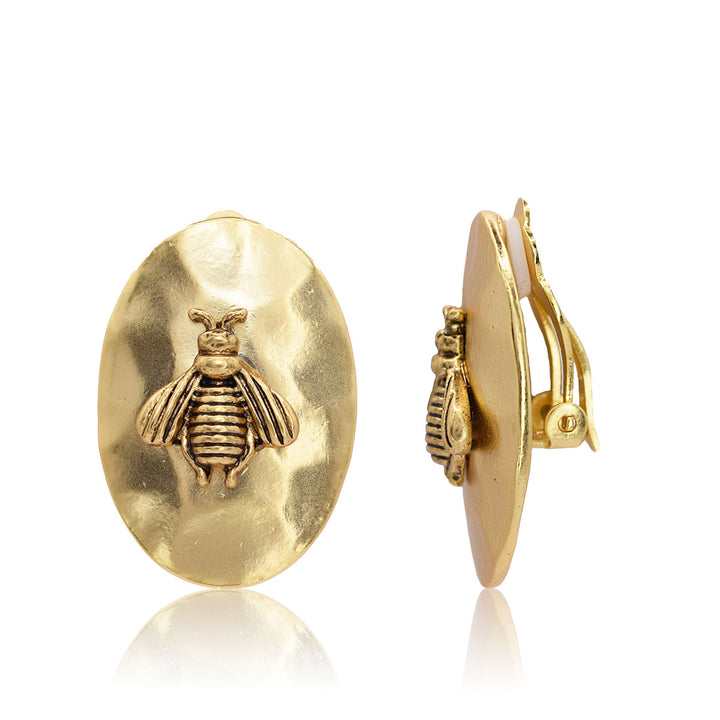Bee Oval Clip Earrings - Karine Sultan