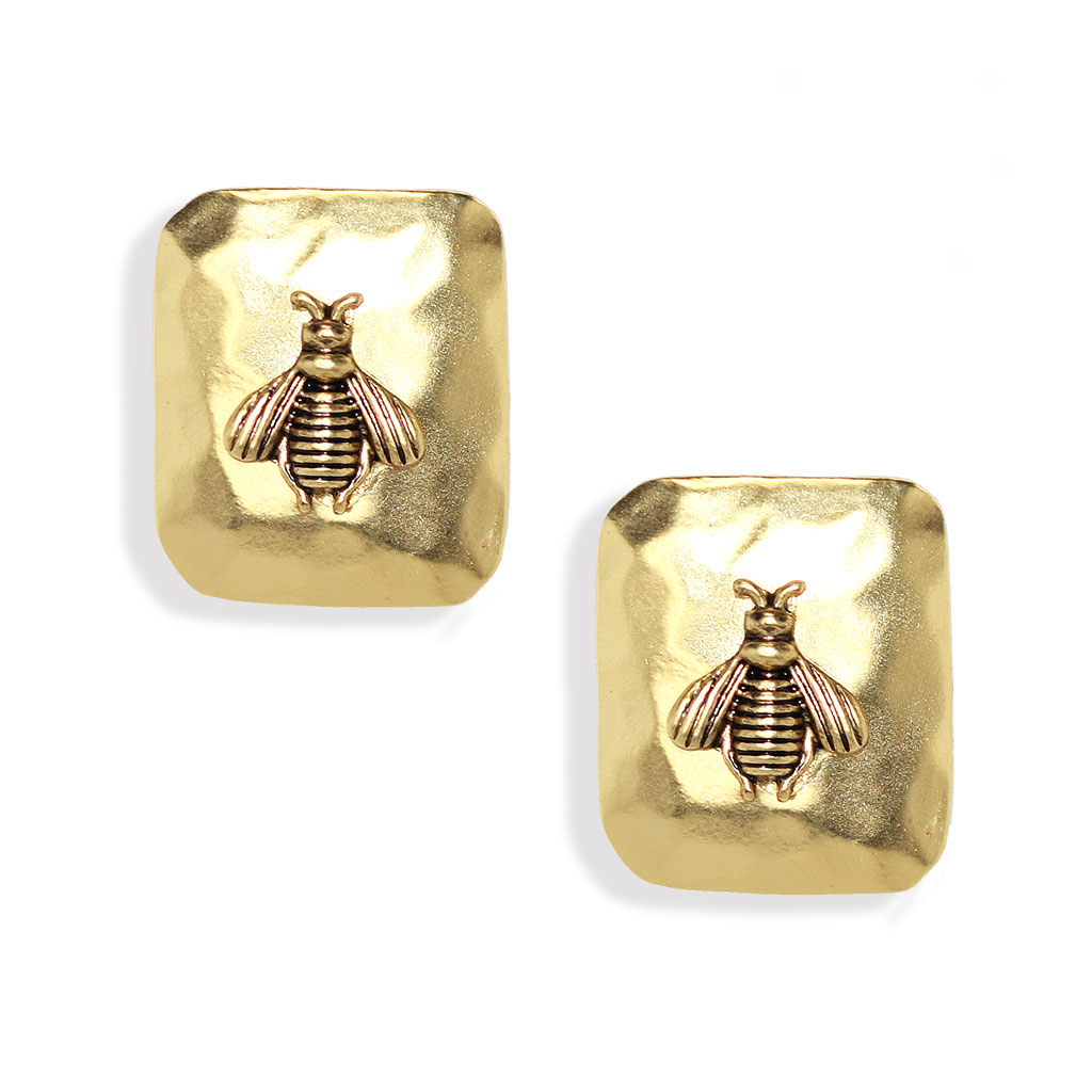 Bumblebee square clip-on earrings