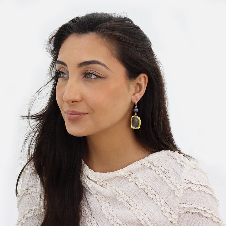 Labradorite X Peacock Pearl Earrings