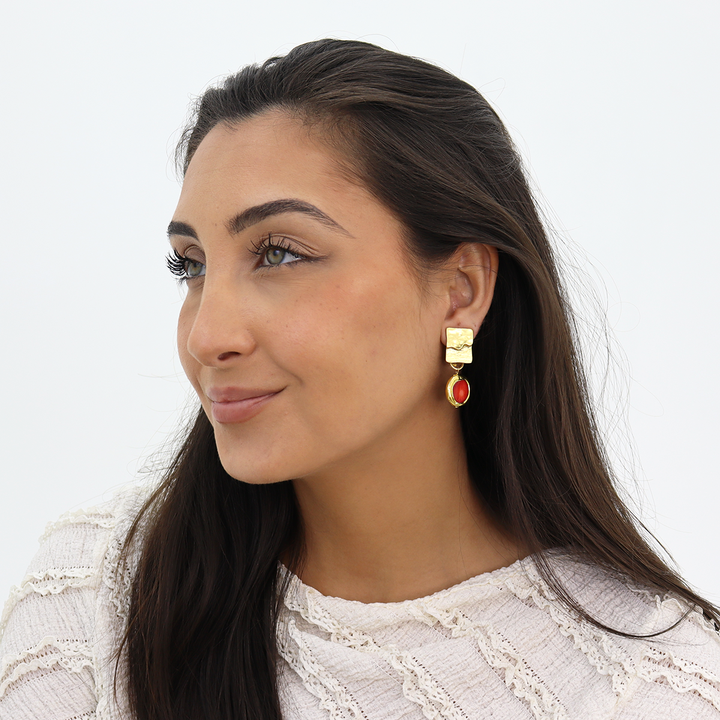 Cherry Square Clip-on Earrings