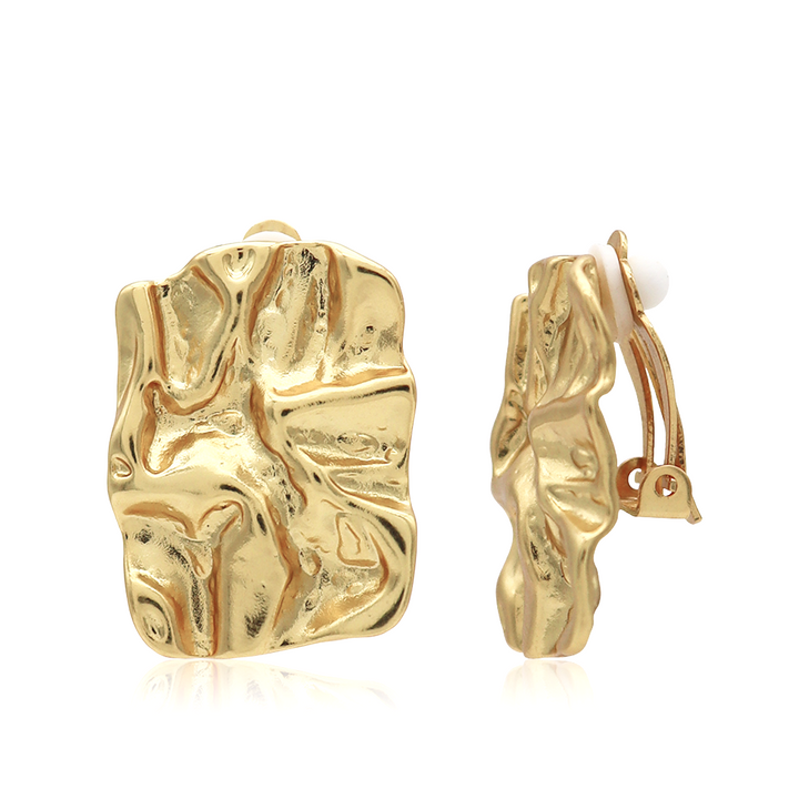 Crumpled Foil Clip On Earrings
