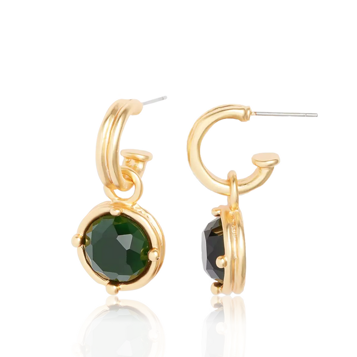 Cabochon Charm Hoop Earrings