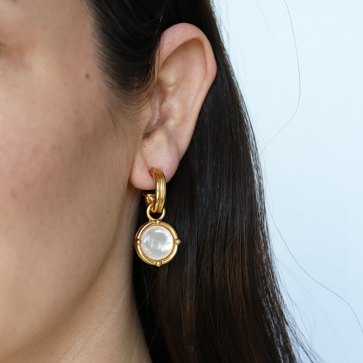 Cabochon Charm Hoop Earrings