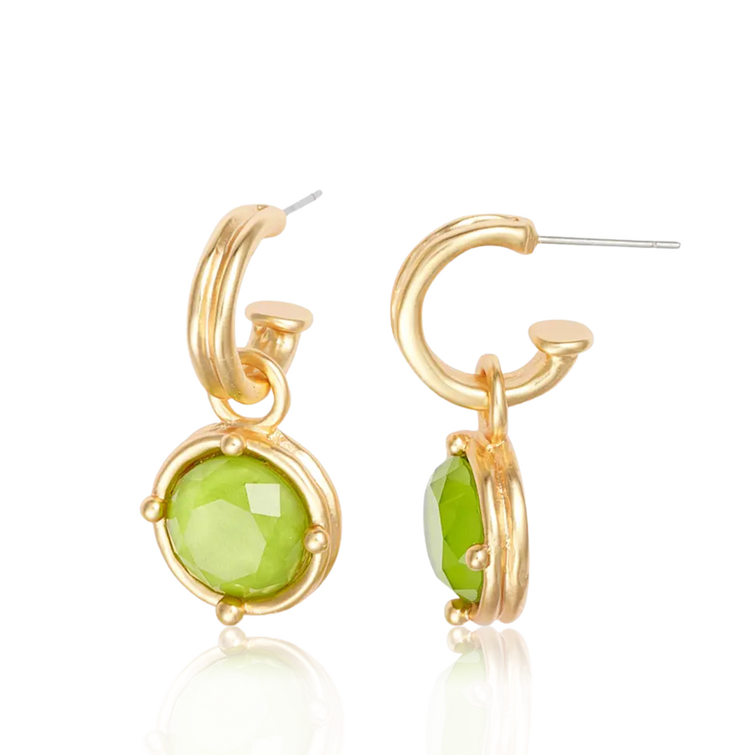Cabochon Charm Hoop Earrings