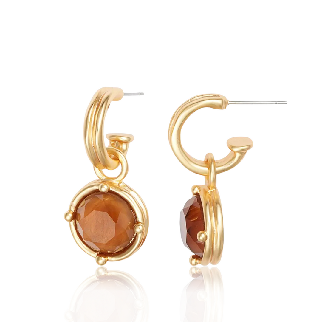 Cabochon Charm Hoop Earrings