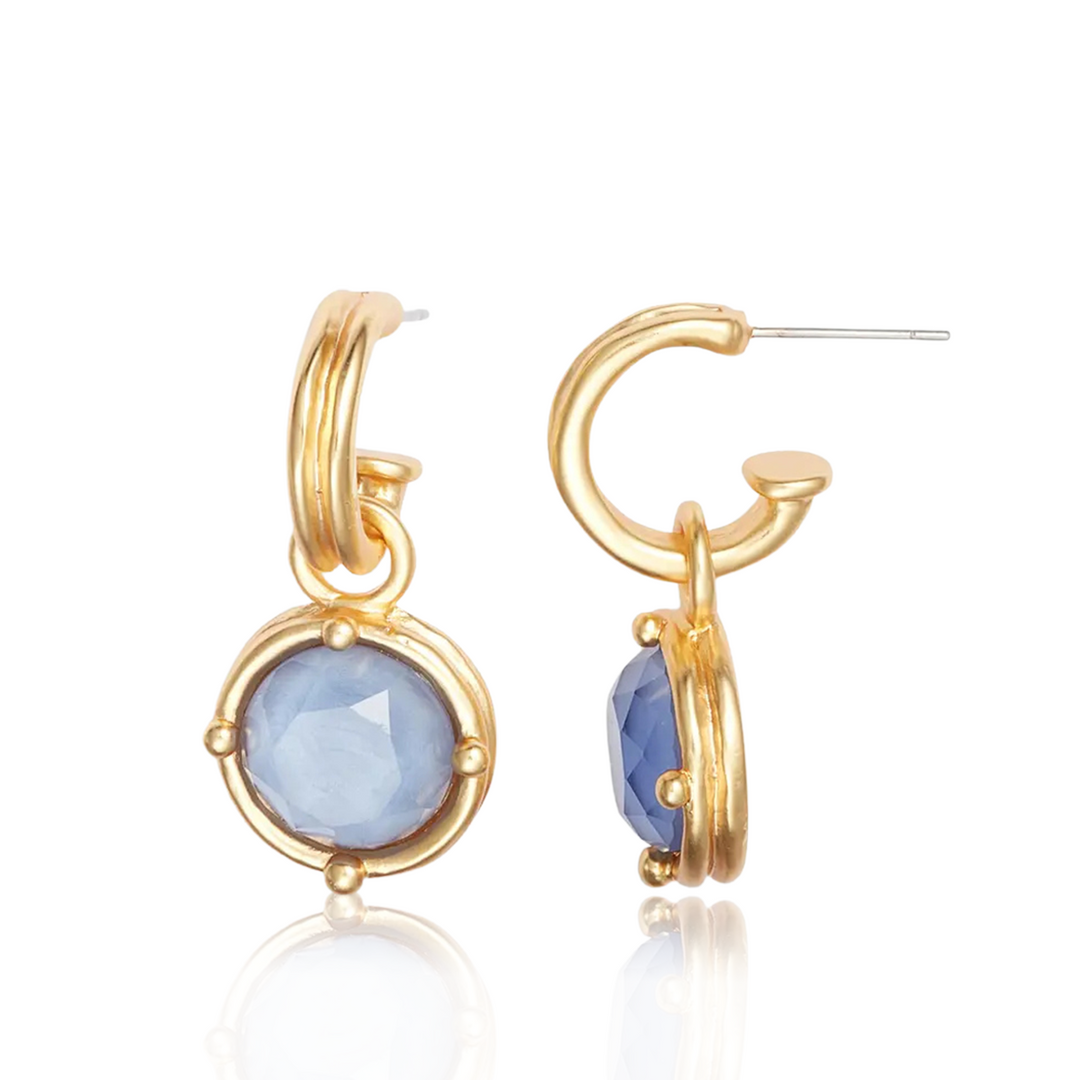 Cabochon Charm Hoop Earrings