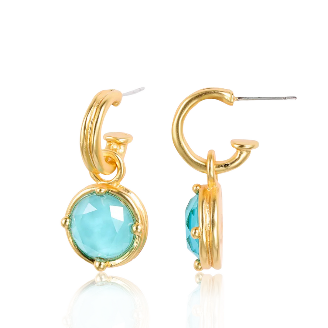Cabochon Charm Hoop Earrings