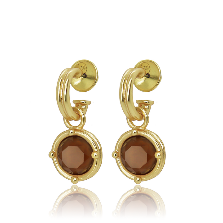 Cabochon Charm Hoop Earrings