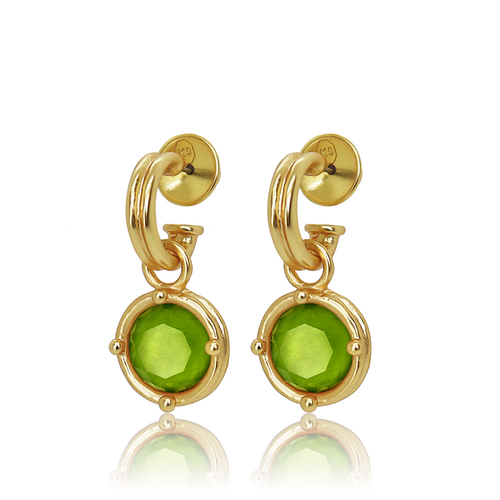 Cabochon Charm Hoop Earrings