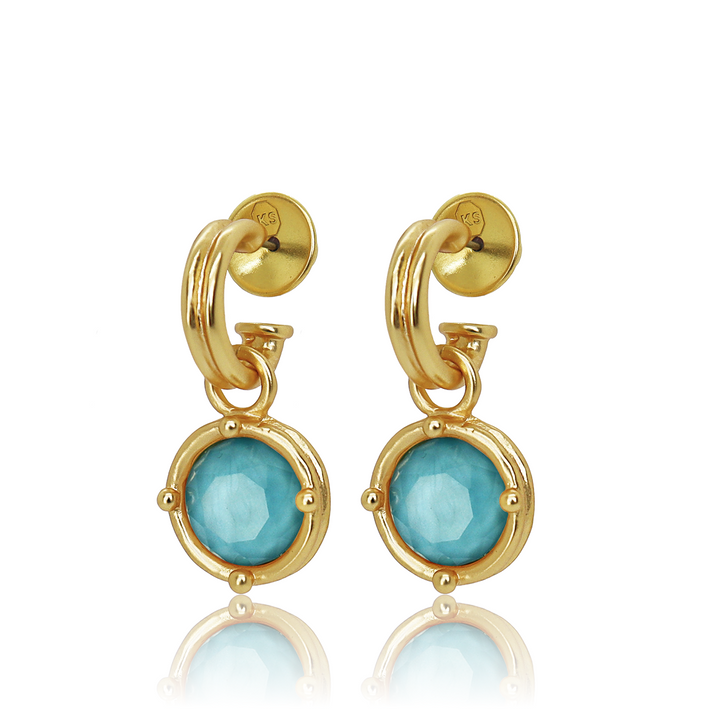 Cabochon Charm Hoop Earrings