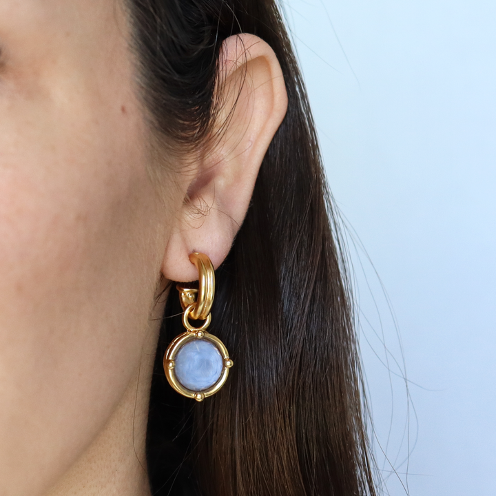 Cabochon Charm Hoop Earrings