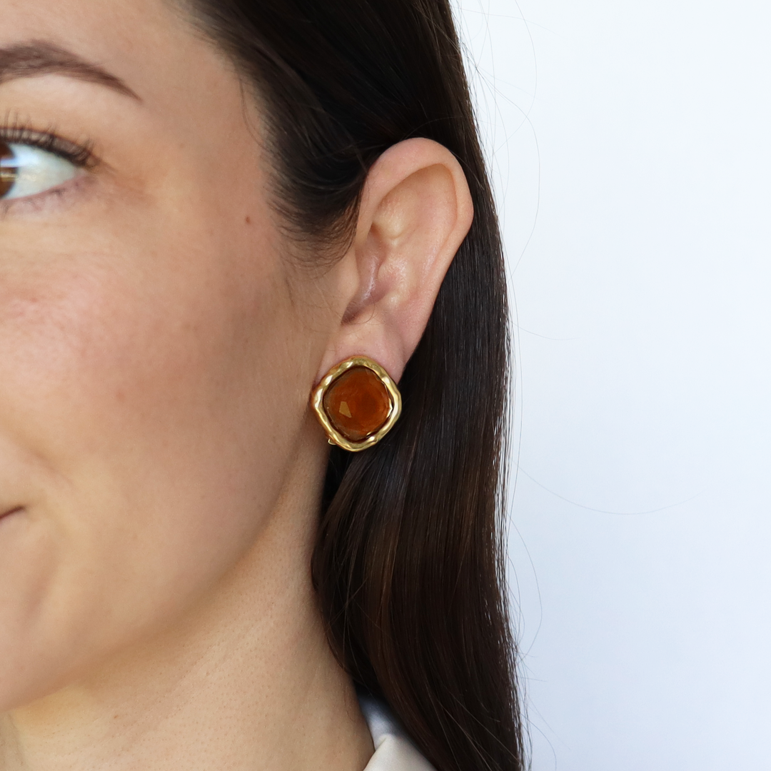 Bezel Clip-On Earrings