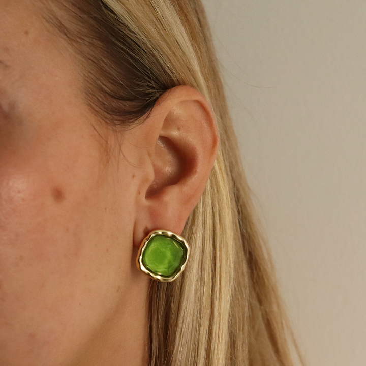 Bezel Stud Earrings