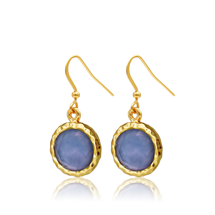 Bezel Round Dangle Earrings