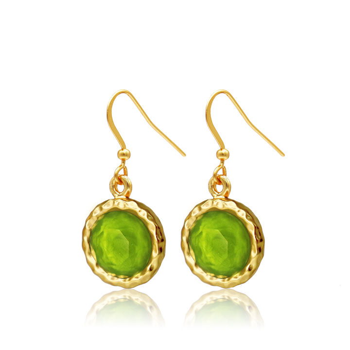 Bezel Round Dangle Earrings