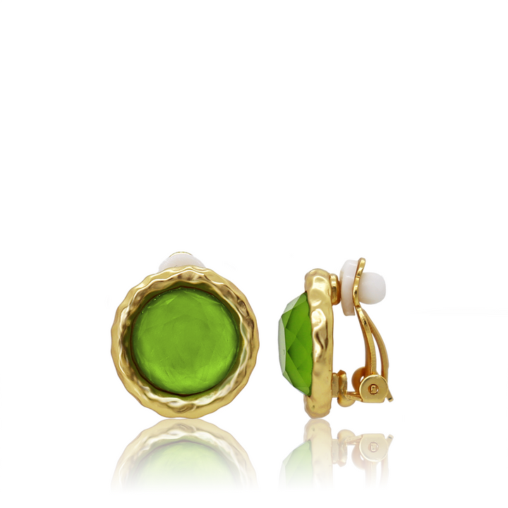Bezel Round Clip-On Earrings