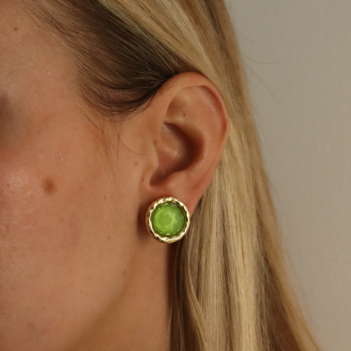 Bezel Round Clip-On Earrings