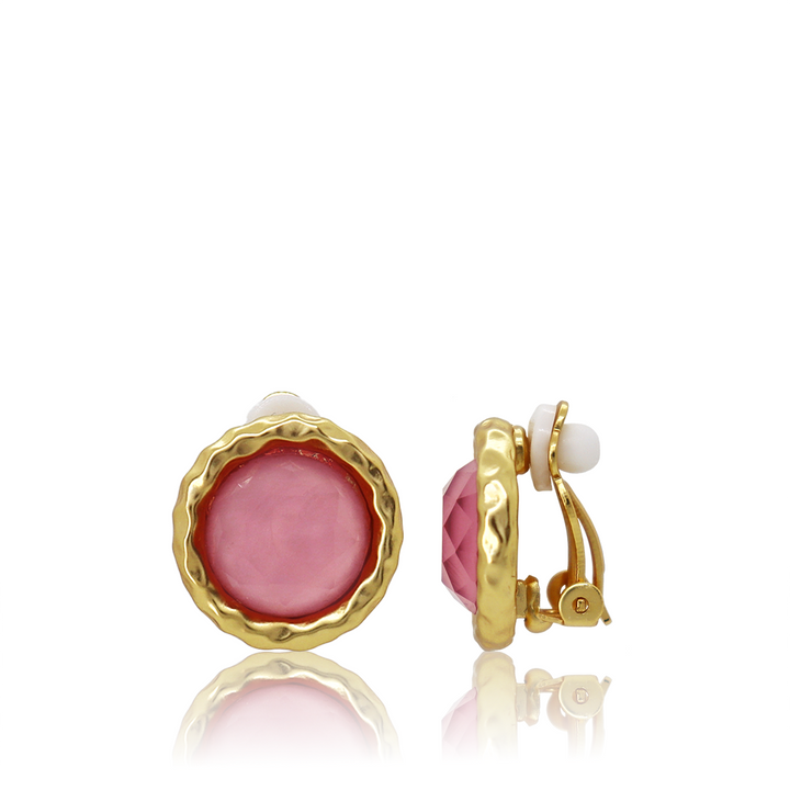 Bezel Round Clip-On Earrings