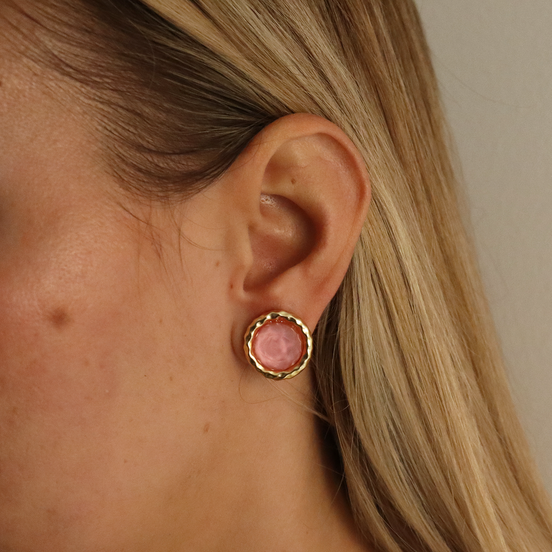 Bezel Round Clip-On Earrings