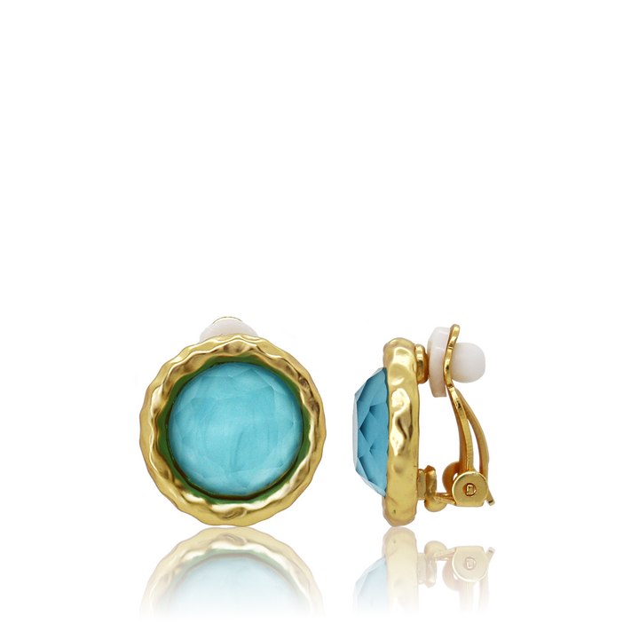 Bezel Round Clip-On Earrings