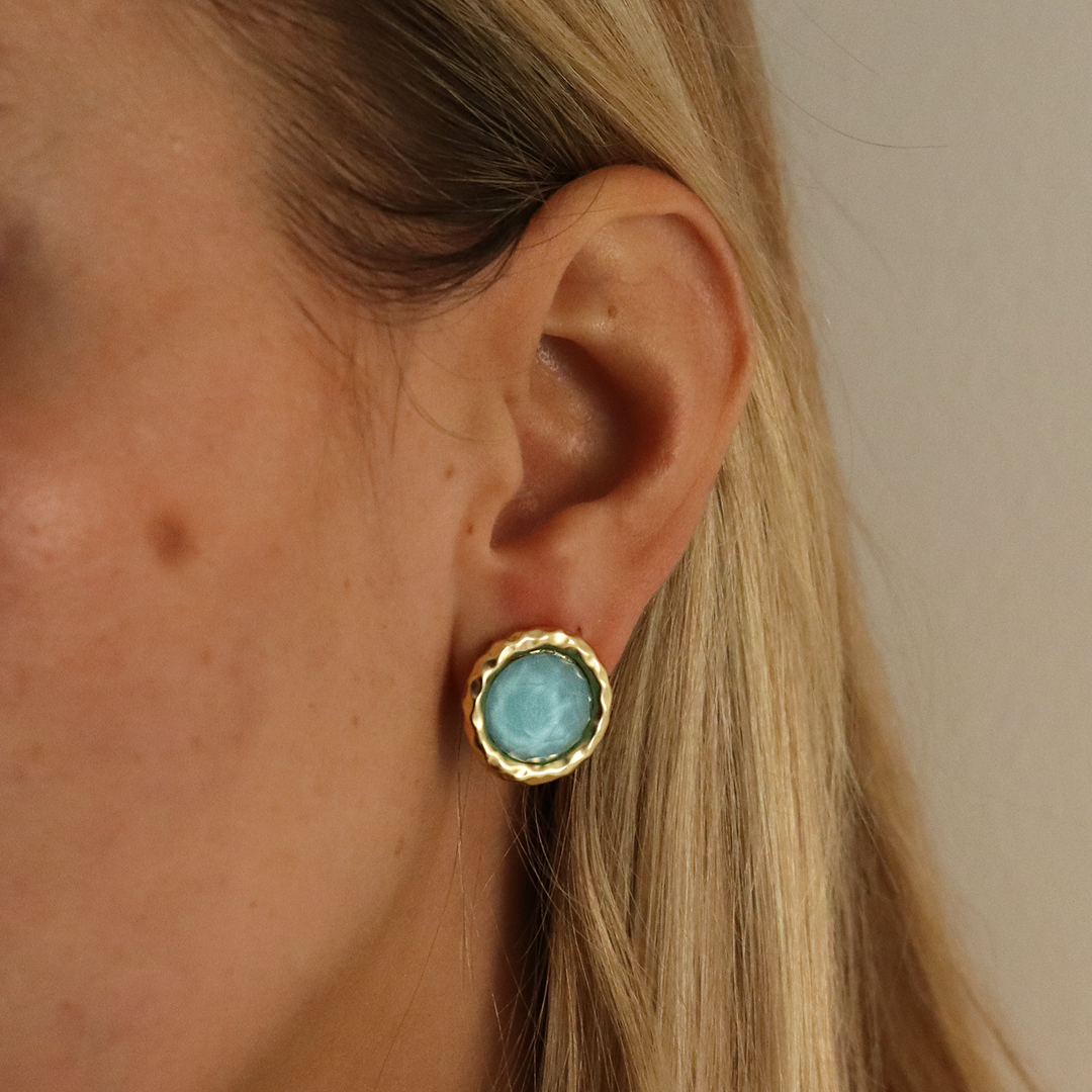 Bezel Round Clip-On Earrings