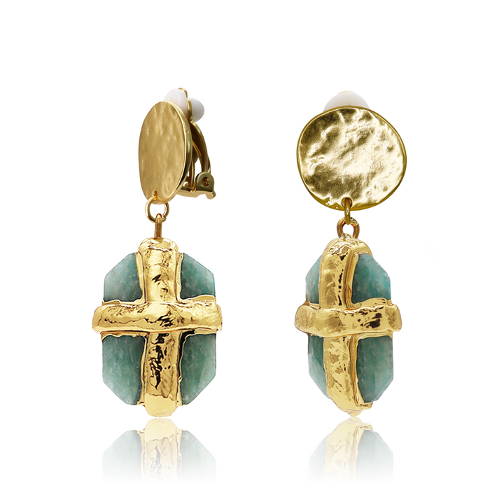 Briza X Amazonite Clip-on Earrings