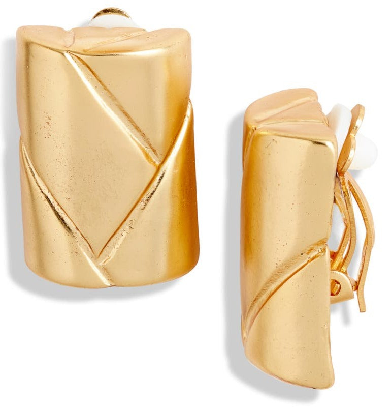 demi cylinder clip on earrings