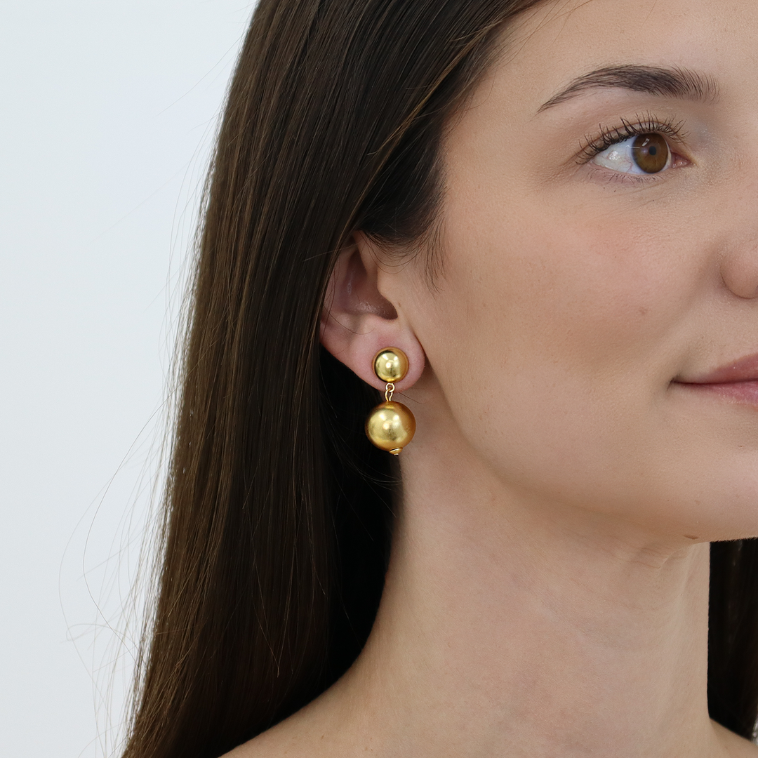 Golden Sphere Drop Earrings