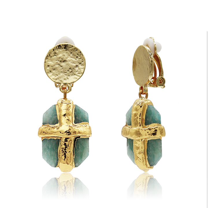 Briza X Amazonite Clip-on Earrings