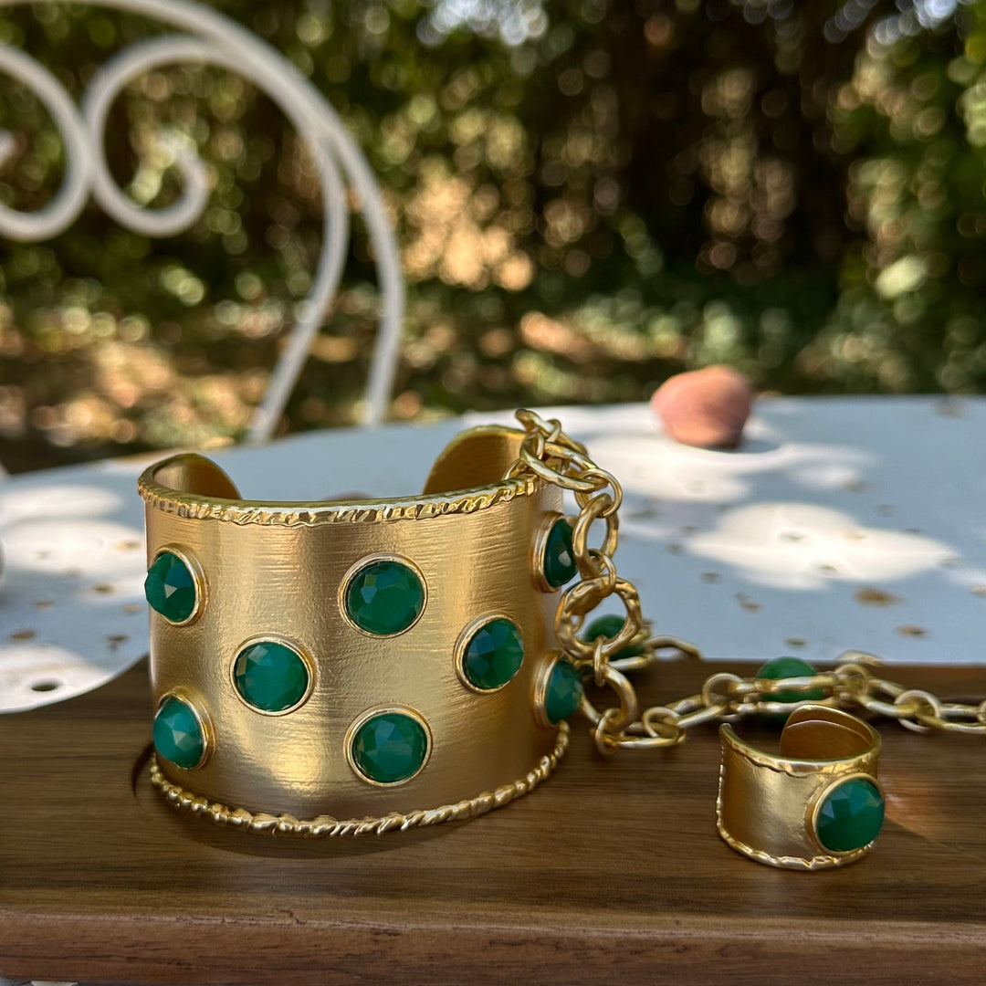 Cabochon Inlay Cuff