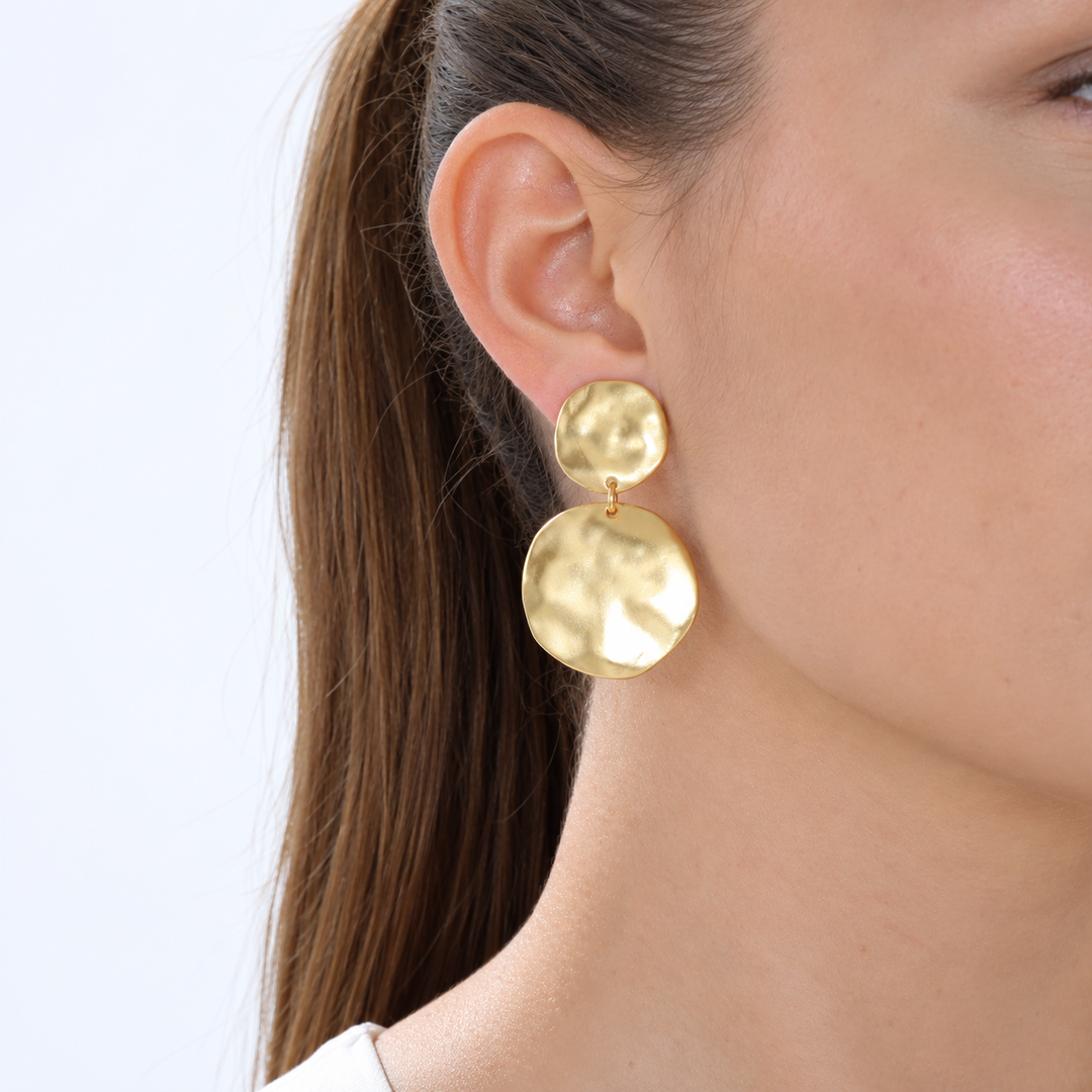 double-disc-clip-on-earrings-gold-model-ear-closeup