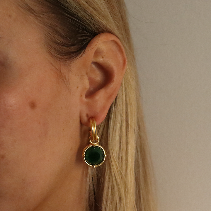 Cabochon Charm Hoop Earrings