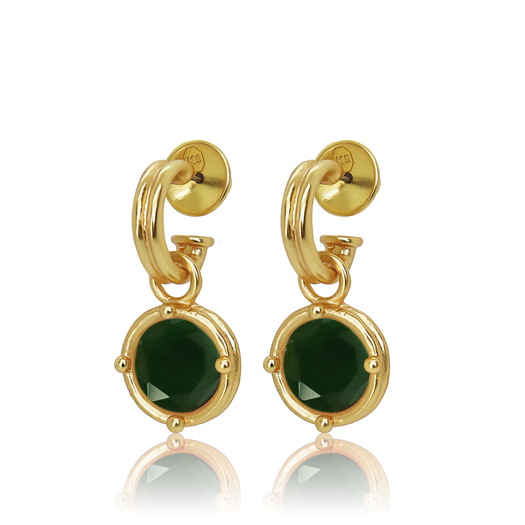 Cabochon Charm Hoop Earrings