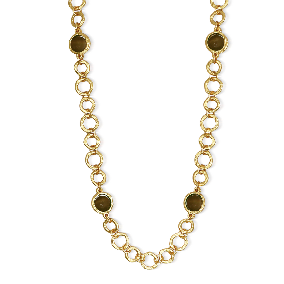 Iridescent Bead Station Necklace